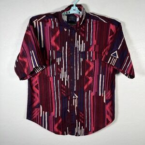 Vintage Panhandle Slim Shirt Mens XL Red Blue Button Down Western Cowboy Aztec